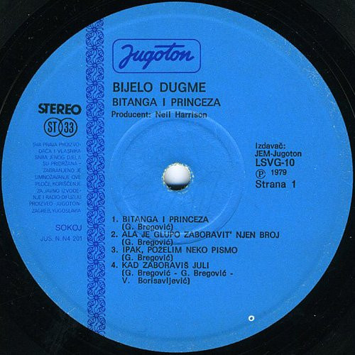 Bijelo Dugme - Bitanga I Princeza (LP, Album, RP)