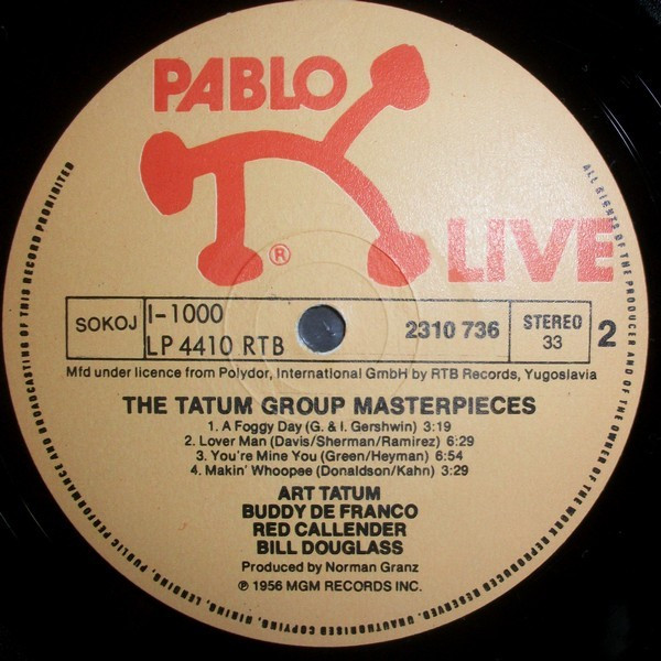 Art Tatum, Buddy De Franco*, Red Callender, Bill Douglass (2) - The Tatum Group Masterpieces (LP, Album)