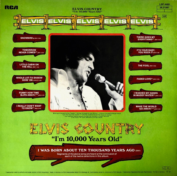 Elvis Presley - Elvis Country (I'm 10,000 Years Old) (LP, Album, RE)