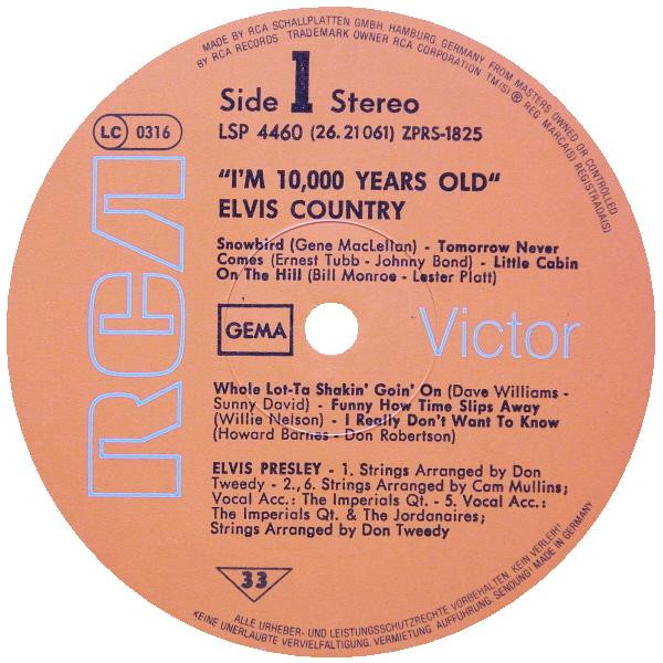 Elvis Presley - Elvis Country (I'm 10,000 Years Old) (LP, Album, RE)