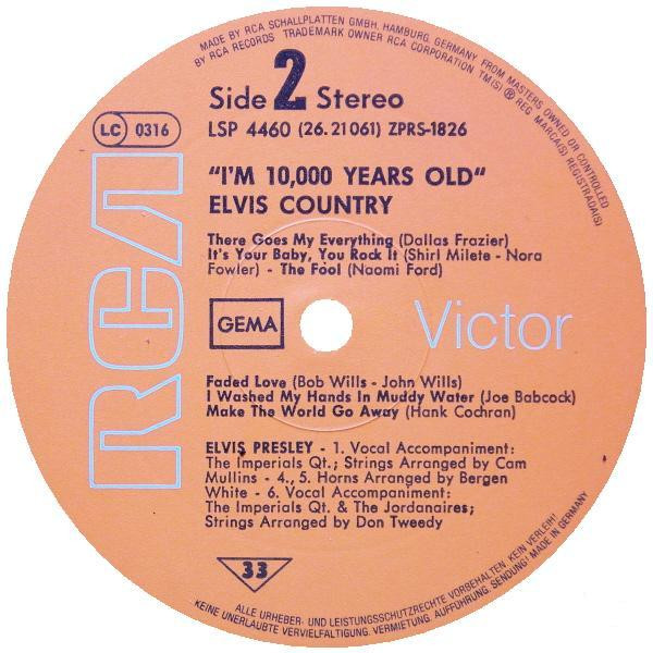 Elvis Presley - Elvis Country (I'm 10,000 Years Old) (LP, Album, RE)