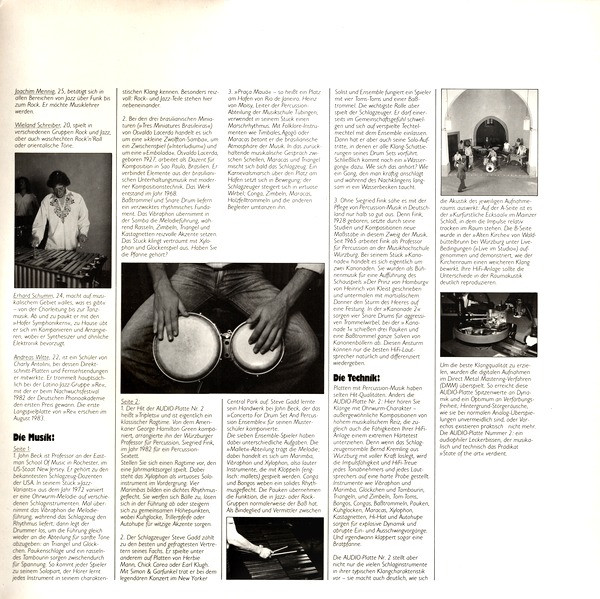 Schlagzeugensemble Bernd Kremling - Audioplatte 2: Realistic Percussion (LP, 180)