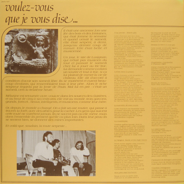 Mélusine - Voulez-vous Que Je Vous Dise... (LP, Album)