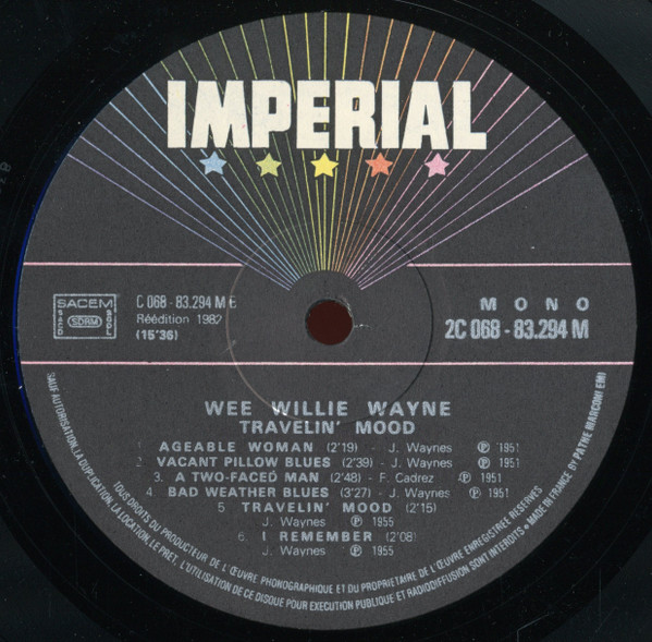 Wee Willie Wayne* - Travelin' Mood (LP, Comp, Mono, RE)