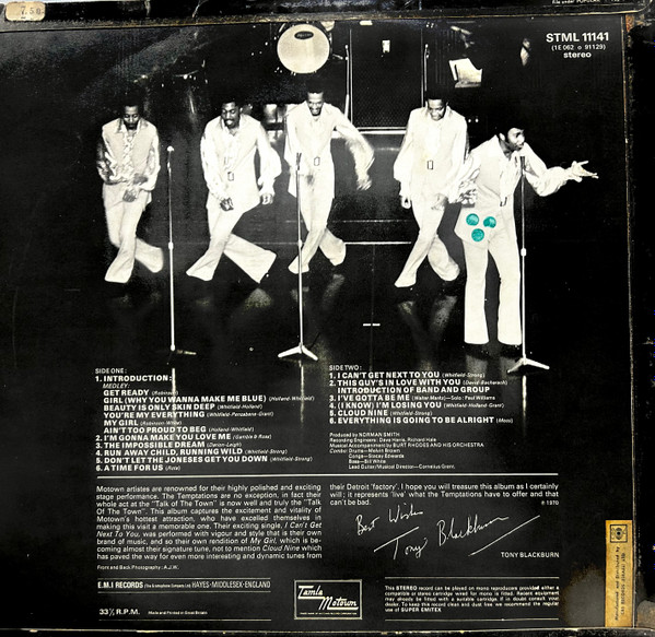 The Temptations - Live At London's Talk Of The Town (LP, Album)
