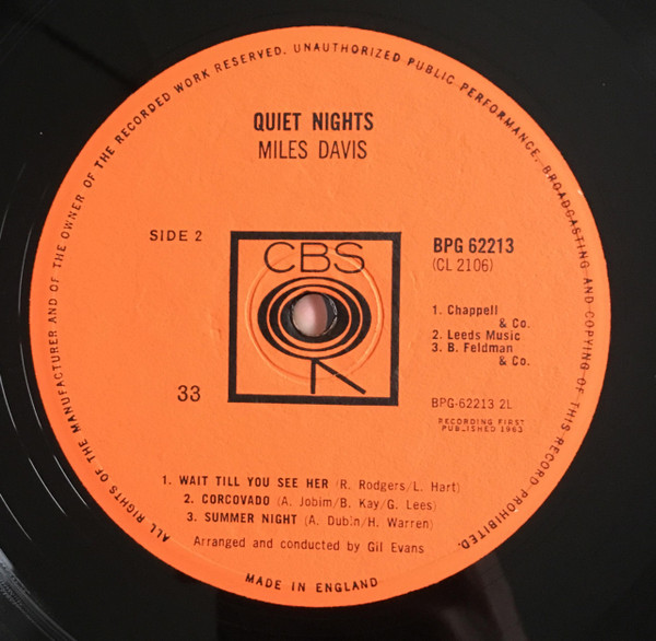 Miles Davis - Quiet Nights (LP, Album, Mono)