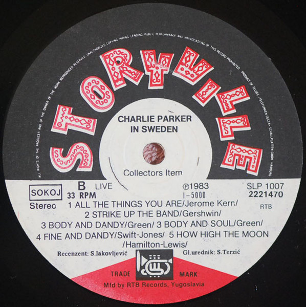 Charlie Parker - In Sweden 1950 (LP, RE)
