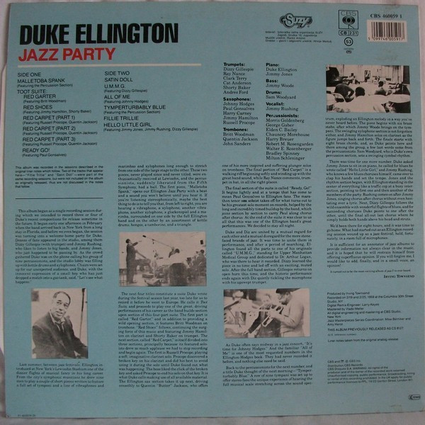 Duke Ellington And His Orchestra Featuring Dizzy Gillespie, Johnny Hodges, Jimmy Rushing and Jimmy Jones (3) - Ellington Jazz Party (LP, Album)