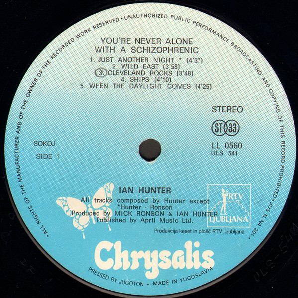 Ian Hunter - You're Never Alone With A Schizophrenic (LP, Album)
