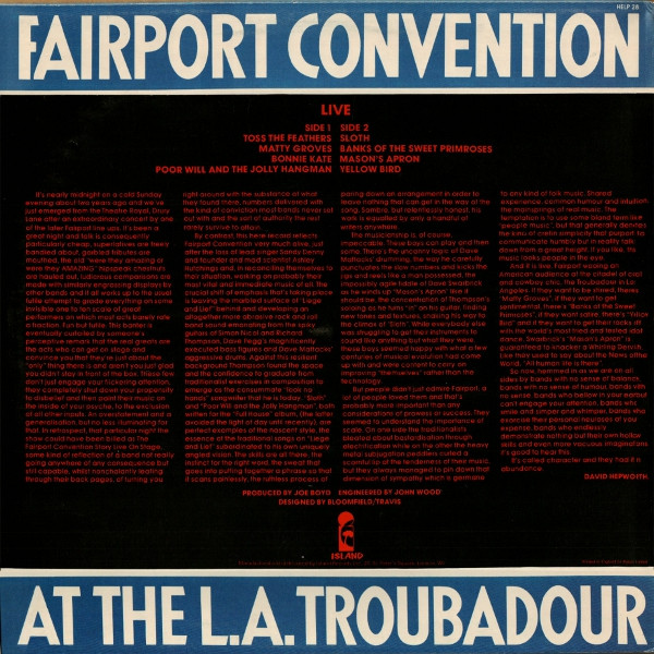 Fairport Convention - Live At The L.A. Troubadour (LP, Album)