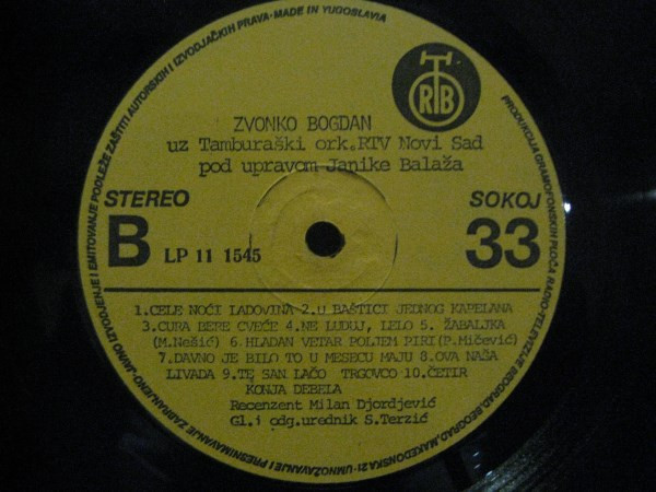 Zvonko Bogdan uz Tamburaški Orkestar RTV Novi Sad* Pod Upravom Janike Balaža* - Zvonko Bogdan (LP, Album, 1st)