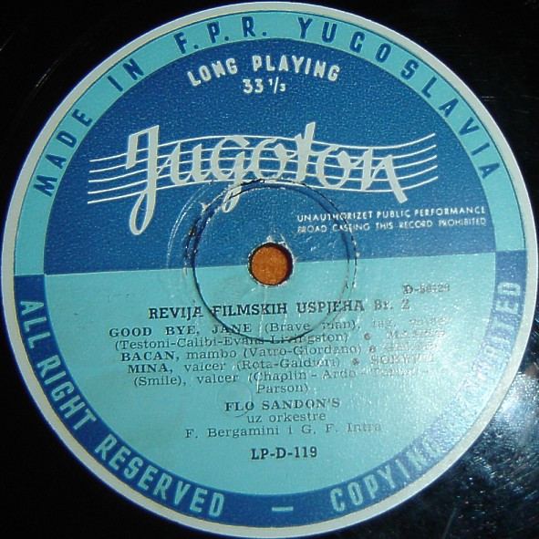 Flo Sandon's Uz Orkestre F. Bergaminija* I G. F. Intra* - Revija Filmskih Uspjeha Br. 2 (10