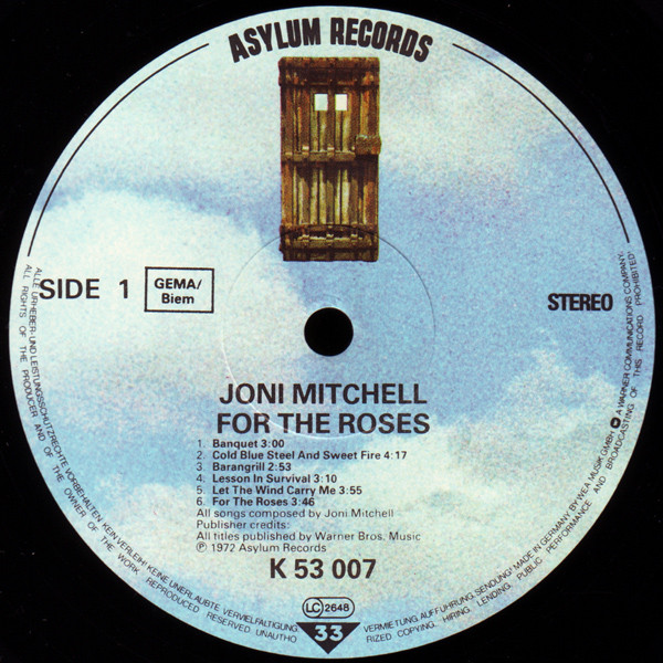 Joni Mitchell - For The Roses (LP, Album, RE)