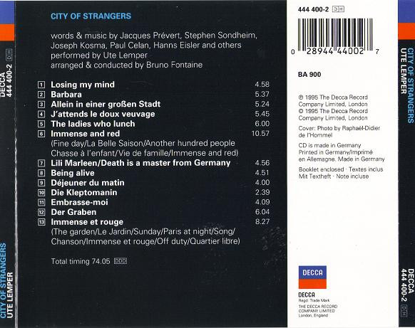 Ute Lemper - City Of Strangers (CD, Album)
