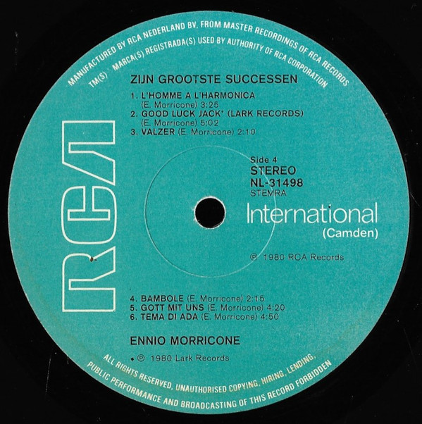 Ennio Morricone - Zijn Grootste Successen (2xLP, Comp, Gat)