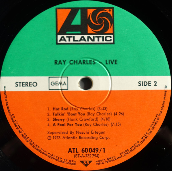 Ray Charles - Live (2xLP, Album, Comp, Mono)