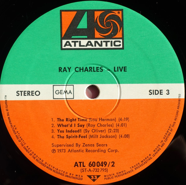 Ray Charles - Live (2xLP, Album, Comp, Mono)
