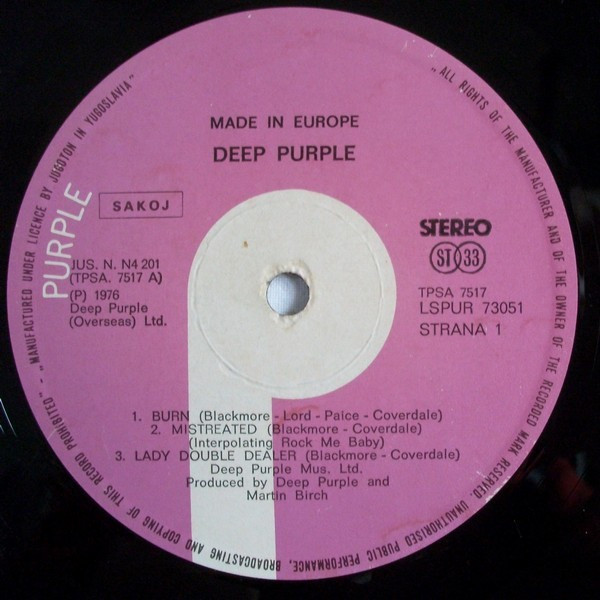 Deep Purple - Made In Europe (LP, Album)