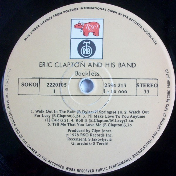 Eric Clapton - Backless (LP, Album, RP)