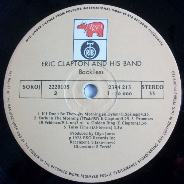 Eric Clapton - Backless (LP, Album, RP)