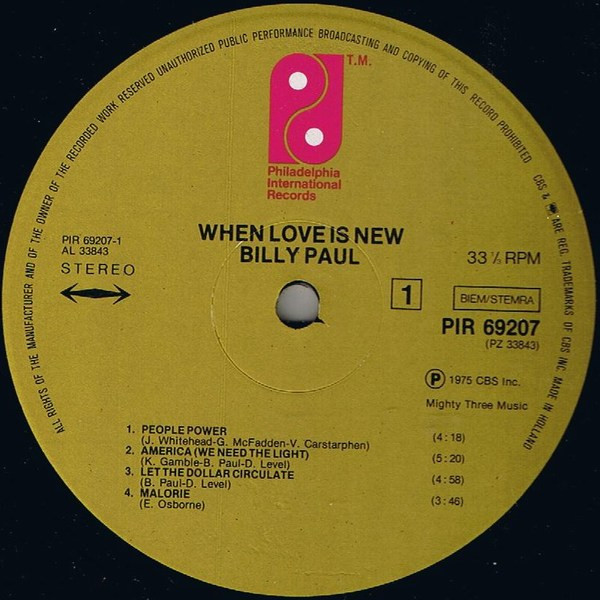 Billy Paul - When Love Is New (LP, Album)