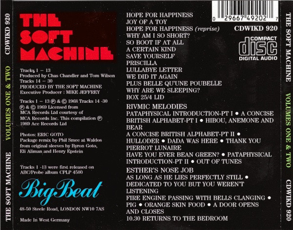 The Soft Machine* - Volumes One And Two (CD, Comp, RE, Son)