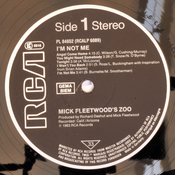 Mick Fleetwood's Zoo - I'm Not Me (LP, Album)