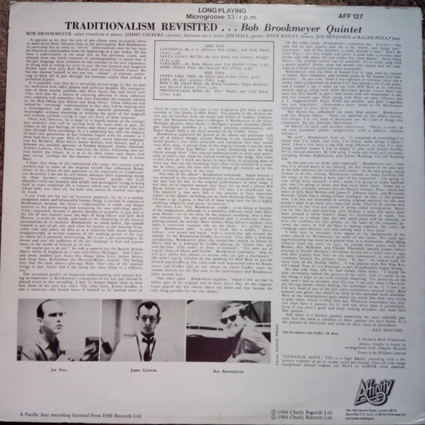 Bob Brookmeyer Quintet - Traditionalism Revisited (LP, Album, RE)