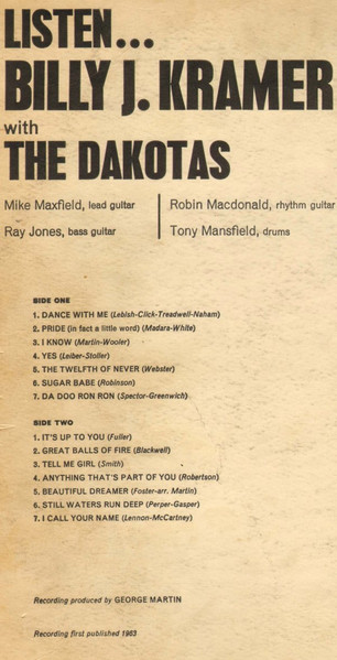 Billy J. Kramer With The Dakotas* - Listen... (LP, Mono)