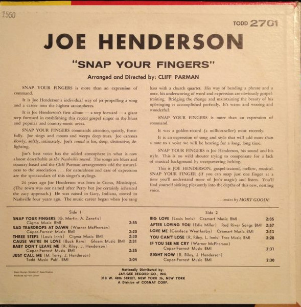 Joe Henderson (2) - Snap Your Fingers (LP, Album)