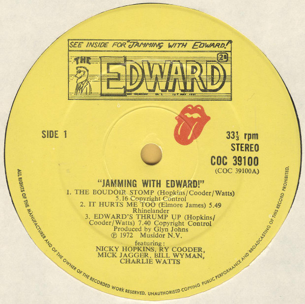 Nicky Hopkins, Ry Cooder, Mick Jagger, Bill Wyman, Charlie Watts - Jamming With Edward! (LP, Album)