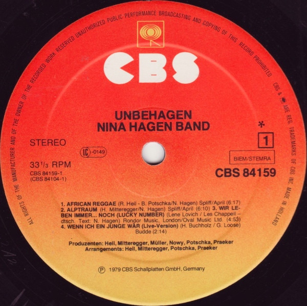 Nina Hagen Band - Unbehagen (LP, Album)