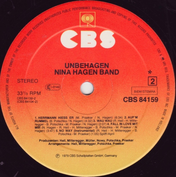 Nina Hagen Band - Unbehagen (LP, Album)