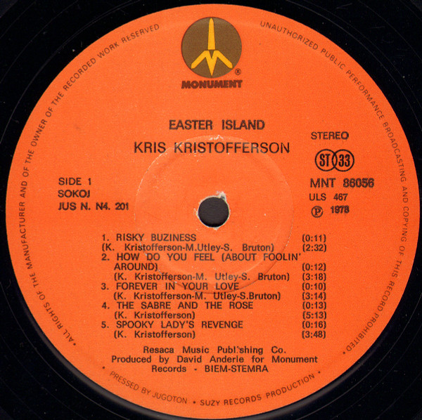 Kris Kristofferson - Easter Island (LP, Album)