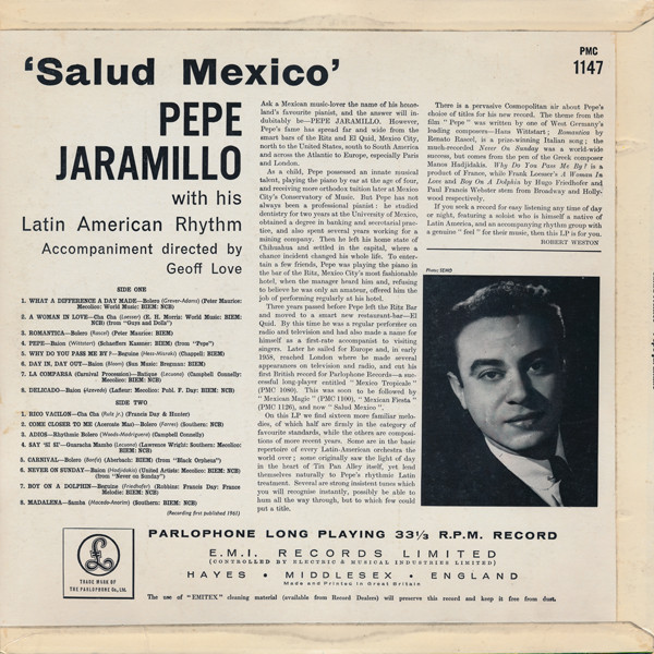 Pepe Jaramillo With His Latin American Rhythm* - Salud Mexico (LP, Mono, Rei)