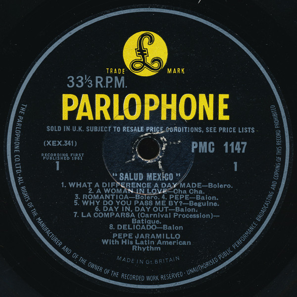 Pepe Jaramillo With His Latin American Rhythm* - Salud Mexico (LP, Mono, Rei)