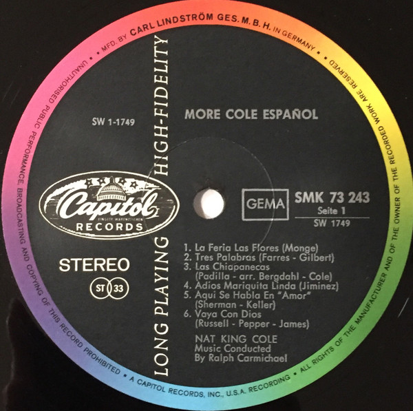 Nat King Cole - More Cole Español (LP, Album, RP)