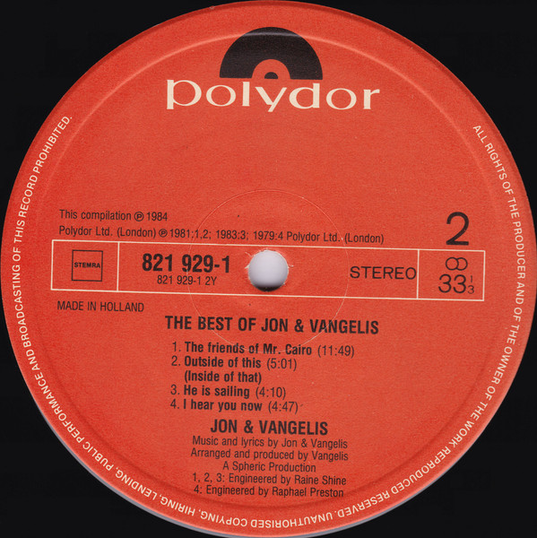 Jon & Vangelis - The Best Of Jon And Vangelis (LP, Comp)