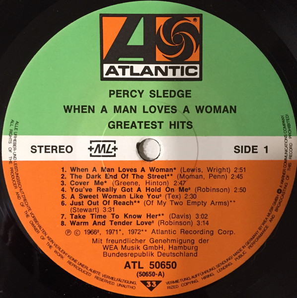 Percy Sledge - When A Man Loves A Woman (Greatest Hits) (LP, Comp, RE, RM)
