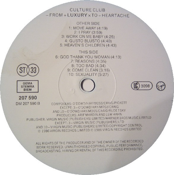 Culture Club - From Luxury To Heartache (LP, Album)