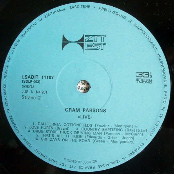 Gram Parsons & The Fallen Angels Featuring Emmylou Harris - Live 1973 (LP, Album, RE)