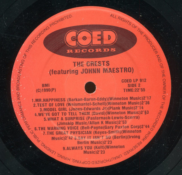 The Crests - Rare Items (LP, Comp)