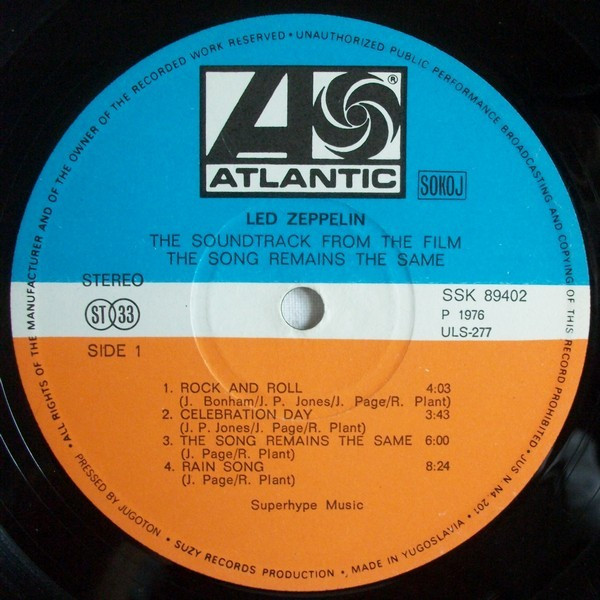 Led Zeppelin - The Soundtrack From The Film The Song Remains The Same (2xLP, Album, RP)