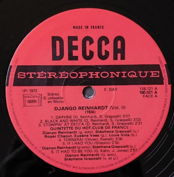 Django Reinhardt Et Le Quintette Du Hot Club De France Avec Stephane Grappelli* - 1938 Vol. 2 (LP, Comp)