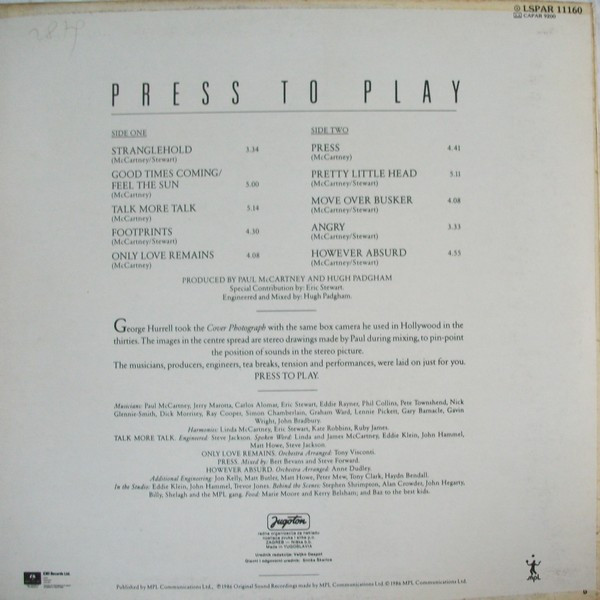 Paul McCartney - Press To Play (LP, Album, Gat)