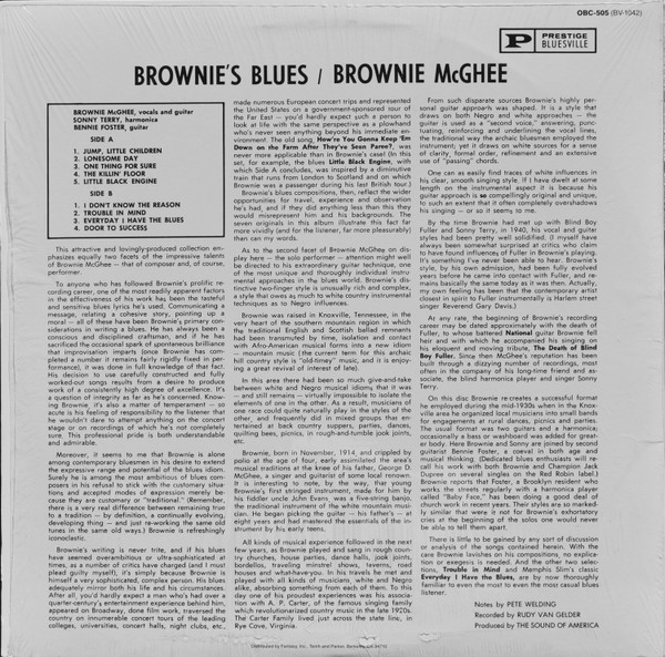Brownie McGhee - Brownie's Blues (LP, Album, RE, Pit)
