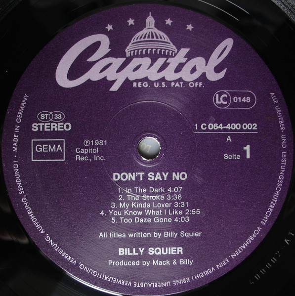 Billy Squier - Don't Say No (LP, Album)