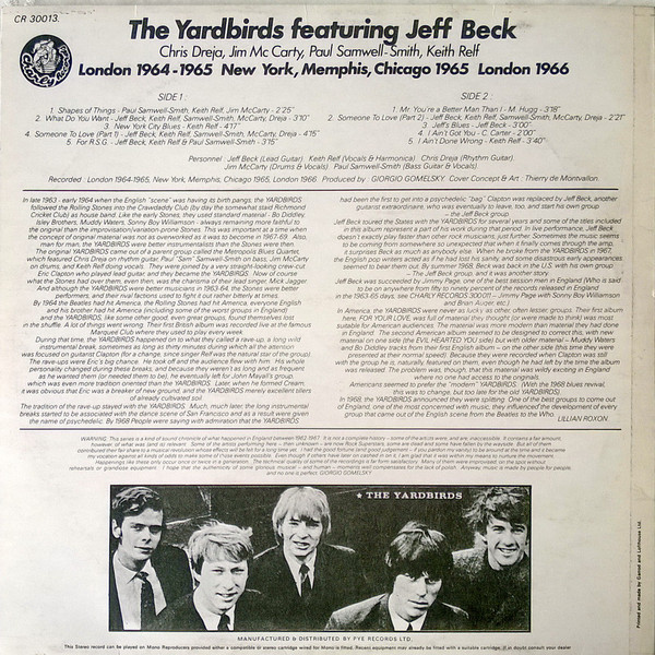 The Yardbirds Featuring Jeff Beck - The Yardbirds Featuring Jeff Beck (LP, Comp)