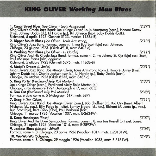 King Oliver - Working Man Blues (CD, Album, Comp)