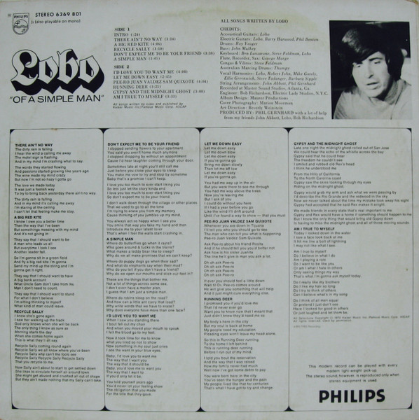 Lobo (3) - Of A Simple Man (LP, Album)